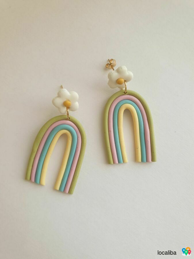Earrings/handmade/rainbow/pastel/flower
