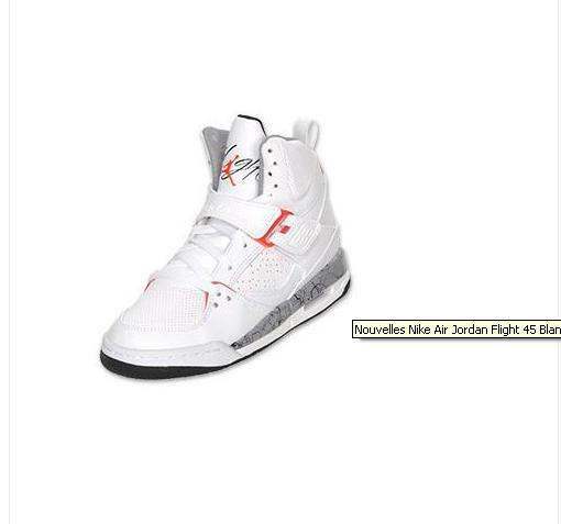 Nouvelles Nike Air Jordan Flight 45 Blanc et rouge