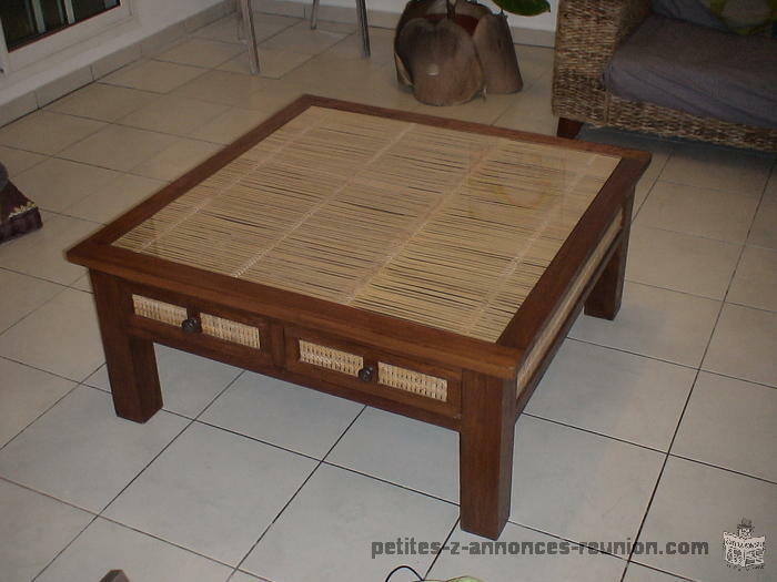 Table basse teck-bambou