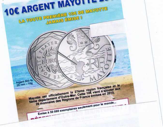 chercher personne pour acheter pièces de 10 euros région Mayotte