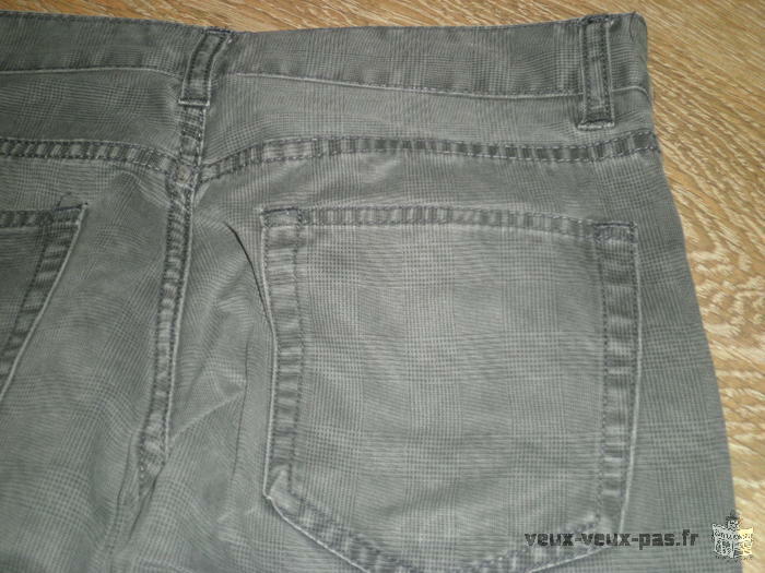 pantalon gris à carreau t38